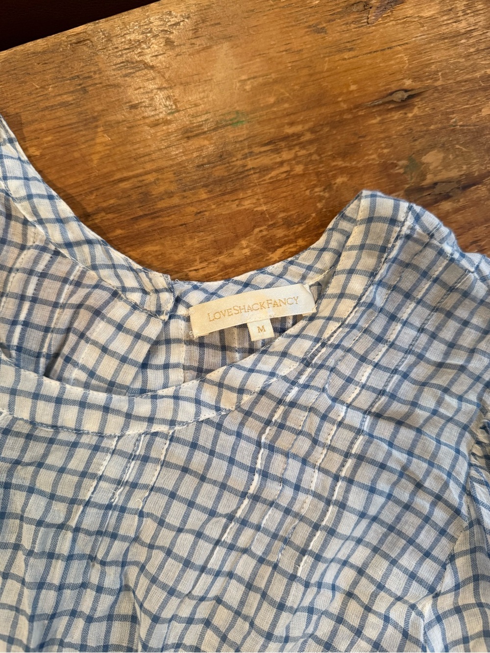 Light Blue Check Ruffle Mini Dress - Picture 5 of 6